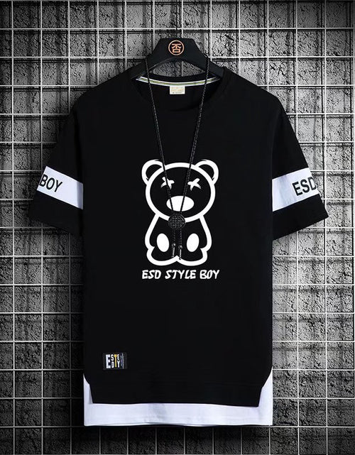 2022 Bear Rhinestones T Shirts Men Summer Streetwear Fashion