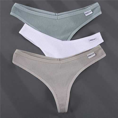 3PCS/Set G-string Women Cotton Panties Female Low Waist Thongs