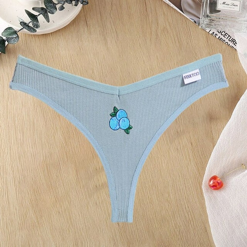 Finetoo Panty Women Thong Lace Spandex G-String Sexy Underwear For